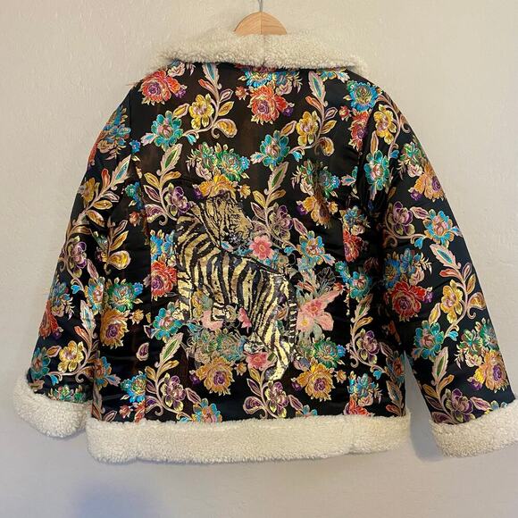 Johnny Was Sofie Jacquard Coat Womens Size Medium Embroidered Sequin Asian Tiger - Picture 5 of 10